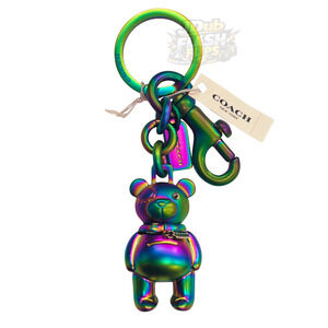NWT Authentic Coach 3D Hologram Bear Key Chain Fob Bag Charm F87166